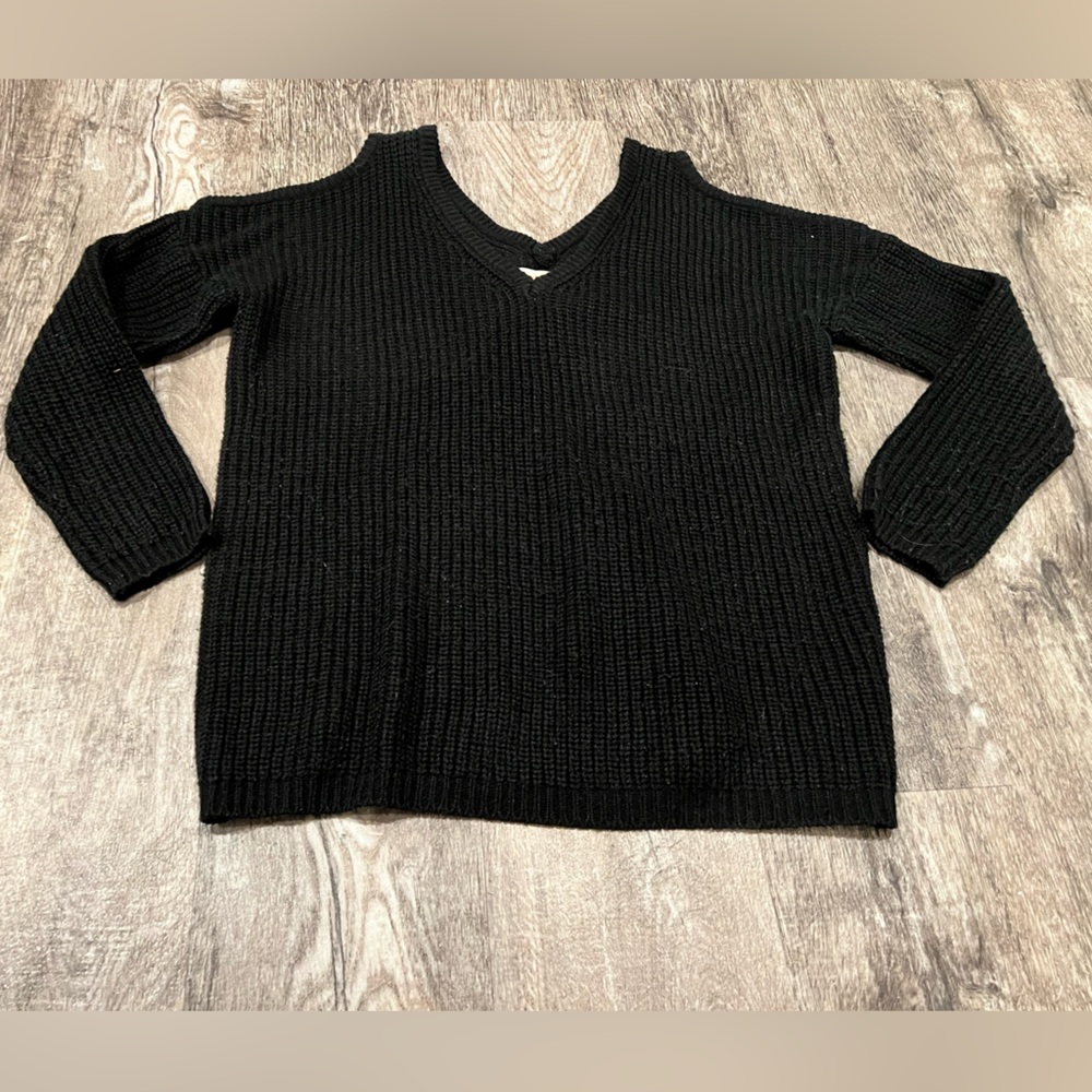 Black open shoulder sweater